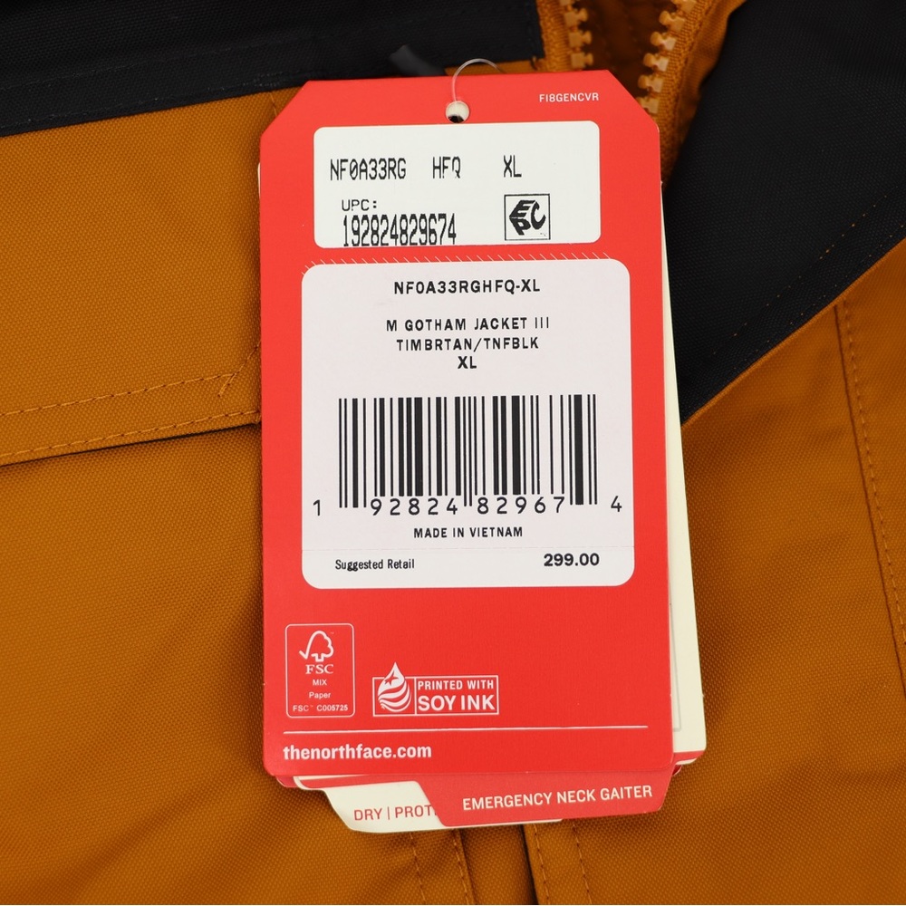 The North Face Men’s Gotham XL Hooded Down Jacket Timber Tan Black - Picture 6 of 13